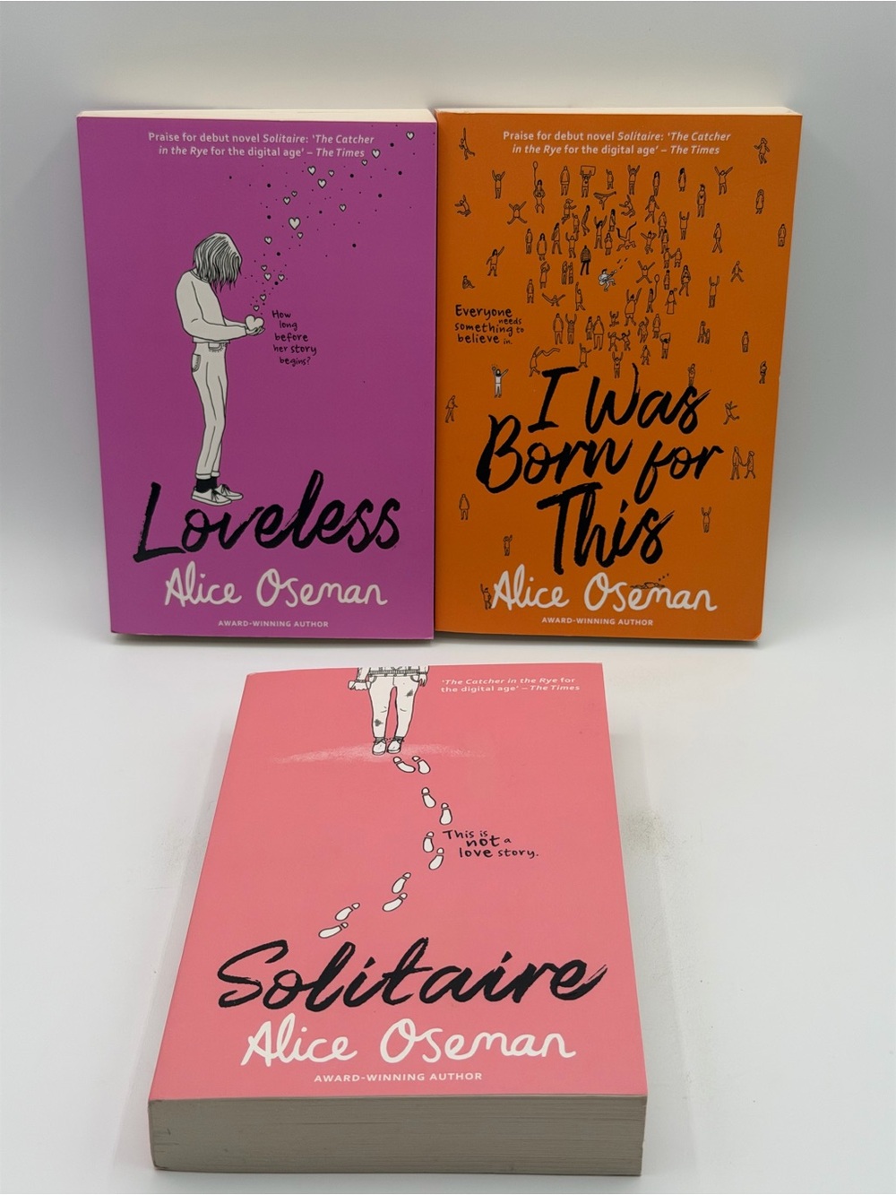 Lot of 3 Alice Oseman Paperback Set Solitaire/Loveless/I was Born This